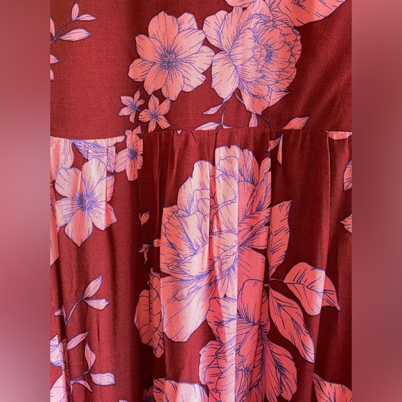 NWT Anthropologie MAEVE Maroon & Pink Floral Blouse. Size Large - Picture 6 of 9